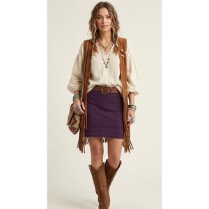 WHBM Crochet Knit Plum Purple Mini Skirt
